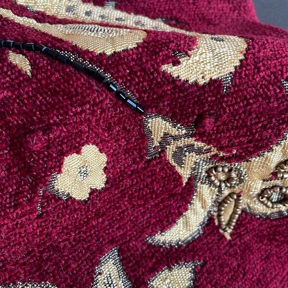 Bob Mackie Vintage Paisley Floral Tapestry Collarless Embellished Blazer - Picture 7 of 9